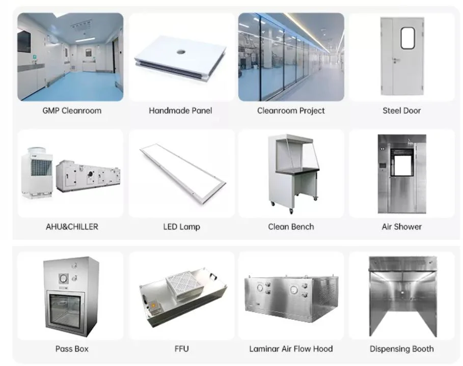 MGO/Magnesium Oxide Board Clean Room with Rockwool Insulated Customized L Modular Cleanroom Sandwich Panel for Pharmaceutical with Higher Fireproof