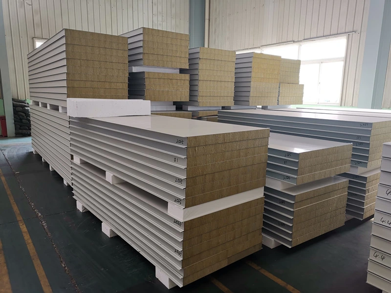 50mm, 75mm, 100mm PPGI Steel Metal Board Sandwich Insulation EPS/PU/PIR/Rock Wool Wall Panel for Prefab House